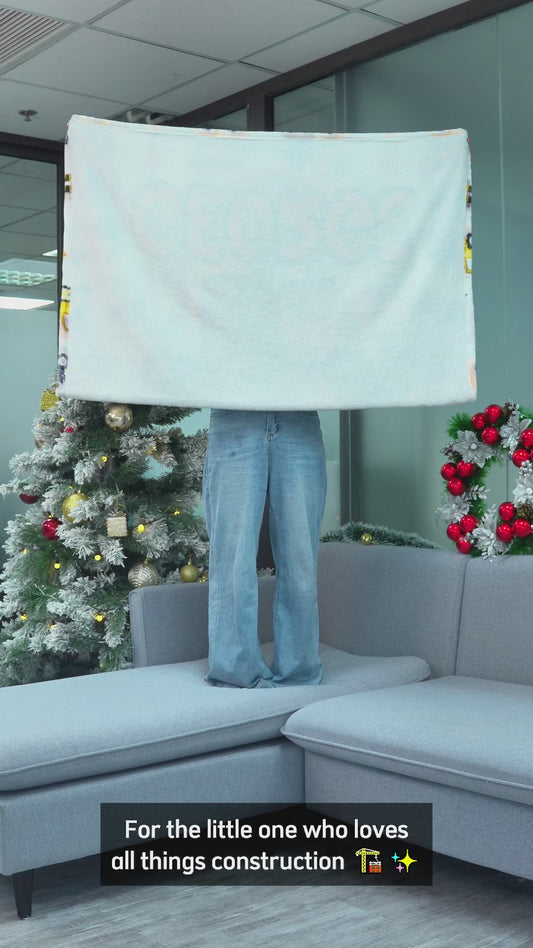 Baustellenfahrzeug-Buchstaben - Personalisierte Kinderdecke