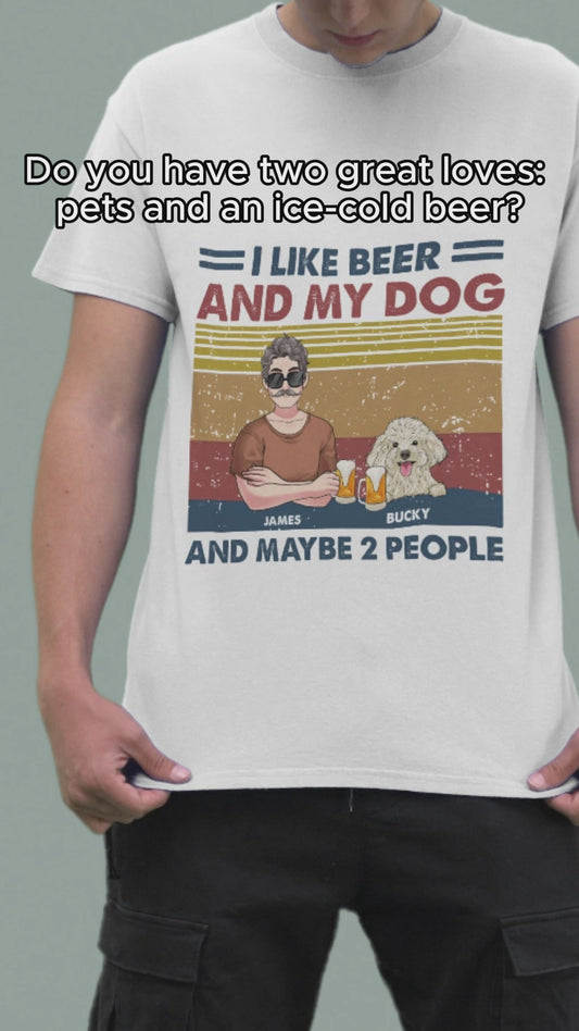 Ich mag Bier und meine Hunde – personalisiertes Hunde-T-Shirt und Hoodie