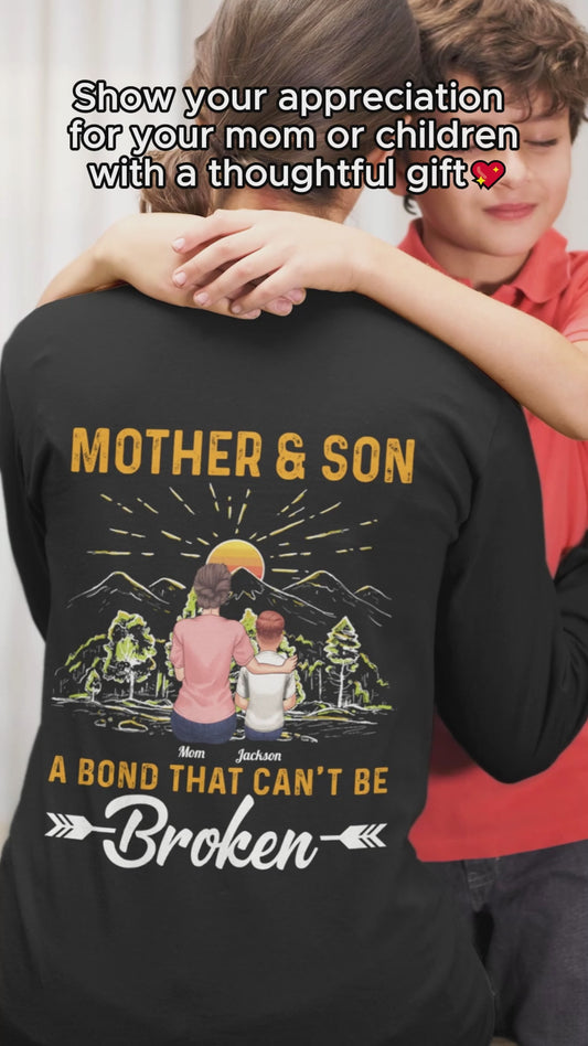 Mutter und Sohn – ein unzerbrechliches Band – personalisiertes Mutter-T-Shirt und Hoodie