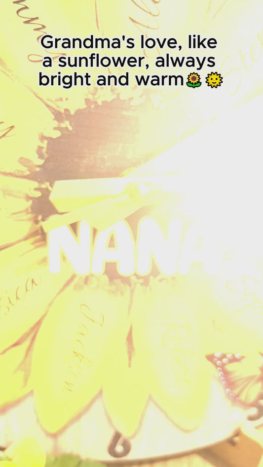 Sunflower Grandma And Grandkids - Personalized Grandma Wall Clock