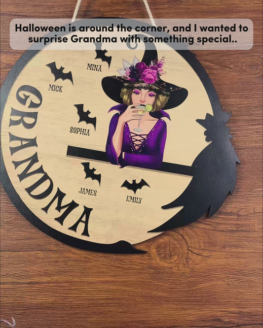 Happy Halloween - Personalized Grandma Custom Shaped Wood Sign