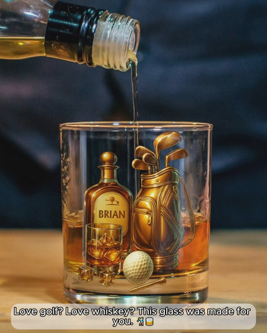 Whiskey & Golf – Personalisiertes Golf-Whiskeyglas
