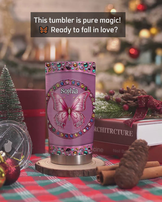 Beautiful Pink - Personalized Butterfly Tumbler