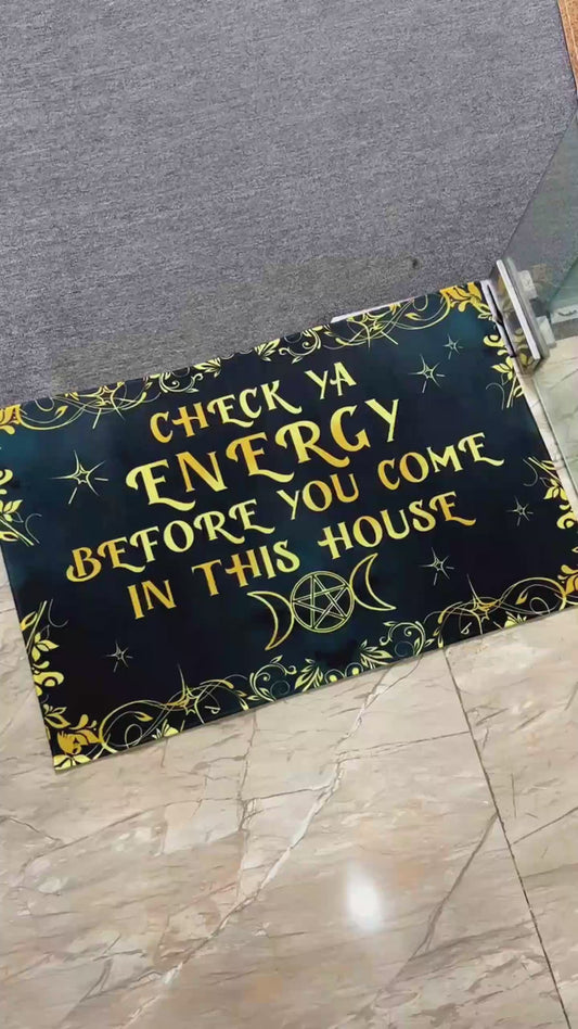 Check Ya Energy - Personalized Witch Doormat