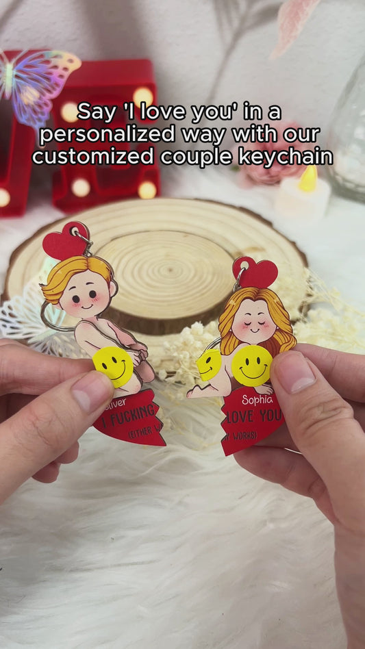 I Love You - Personalized 3 Layered & 1 Layered Couple Keychain