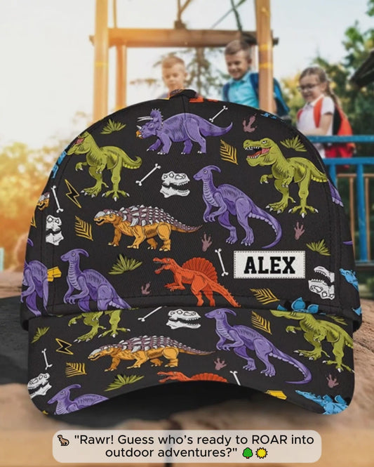Kinder-Dinosaurier-Design – Personalisierte klassische Kinderkappe