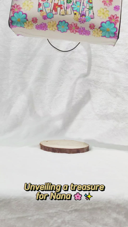 Gesegnet, Nana genannt zu werden – Personalisierte Oma-Lederhandtasche im floralen Stil