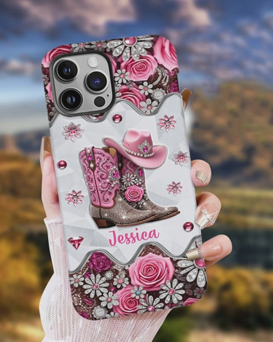 Cowgirl Boots - Personalized Cowgirl Full Print Phone Case & Phone Grip
