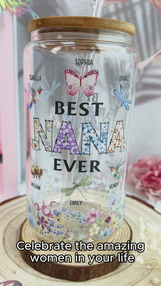Beste Mama Oma aller Zeiten – Personalisiertes Mutter-Getränkeglas