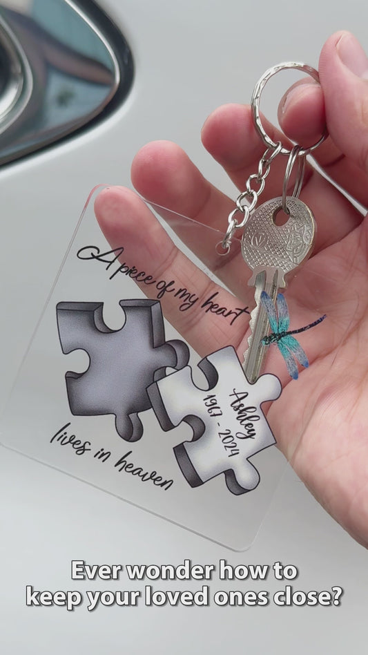 Memorial Butterfly Dragonfly Heaven Feather - Personalized Memorial Transparent Keychain