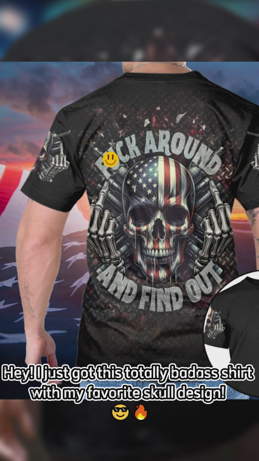 American Flag Skeleton - Personalized Skull All Over Shirt