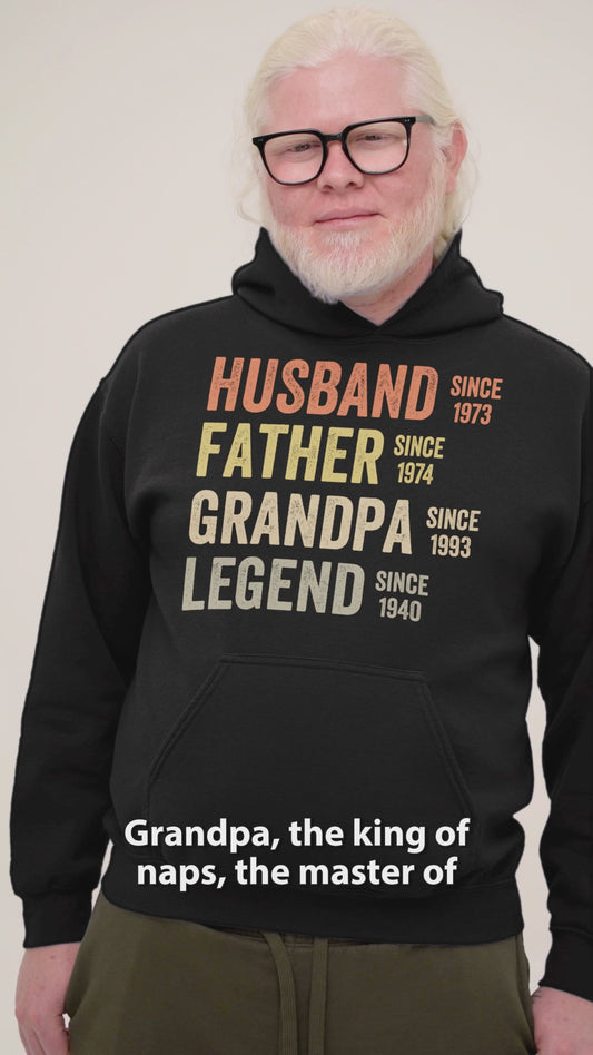 Papa-Opa-Legende – Personalisiertes Vater-T-Shirt und Hoodie