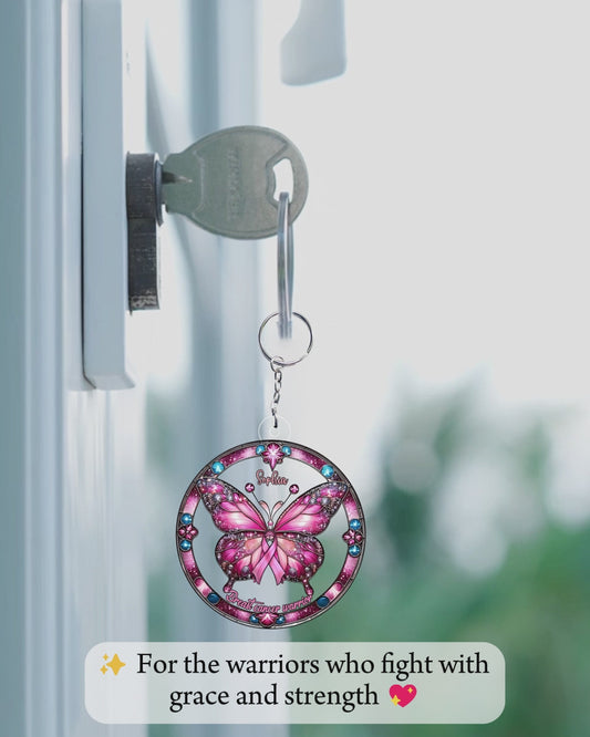 Brustkrebskämpferin – Personalisierter Schlüsselanhänger in individueller Form zur Sensibilisierung für Brustkrebs