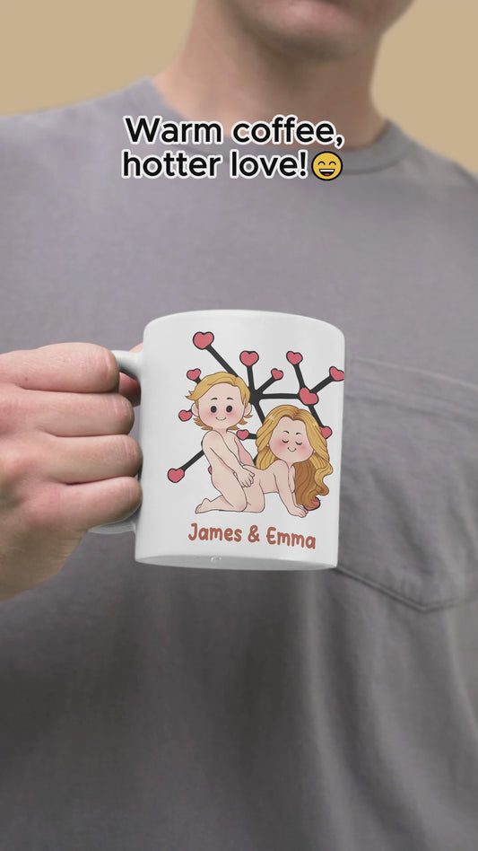 Ich möchte dich in allen Multiversen berühren – Aufgeblasene Pfirsiche – Personalisierte Pärchentasse