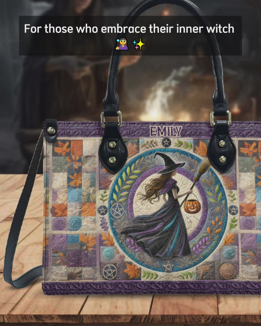 Wunderschöne Hexe – personalisierte Hexen-Lederhandtasche
