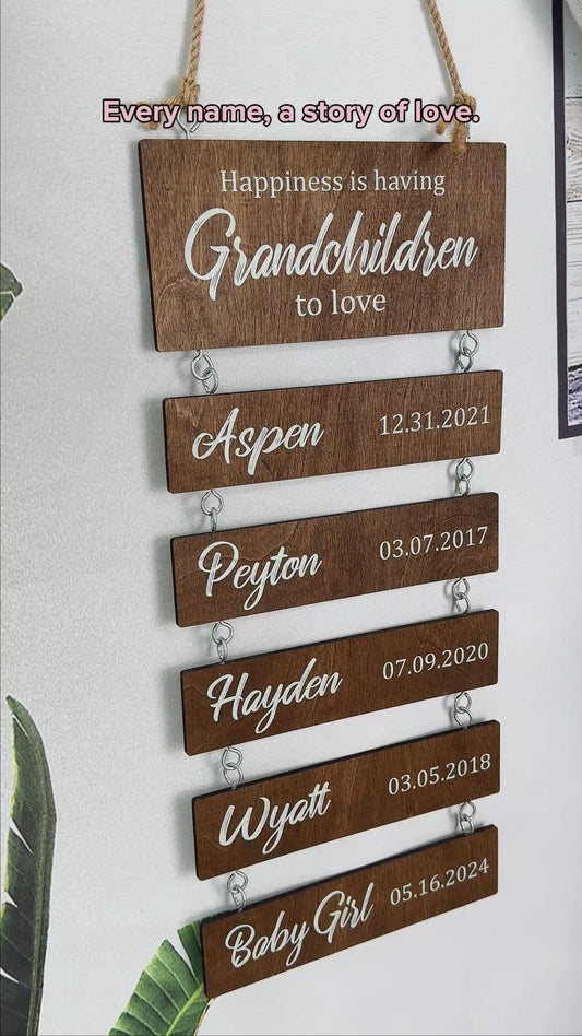 Happiness Is Having Grandchildren To Love - Personalized Grandma Pallet Wood Sign