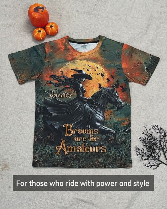 Brooms Are For Amateurs - Personalized Horse All Over Shirt