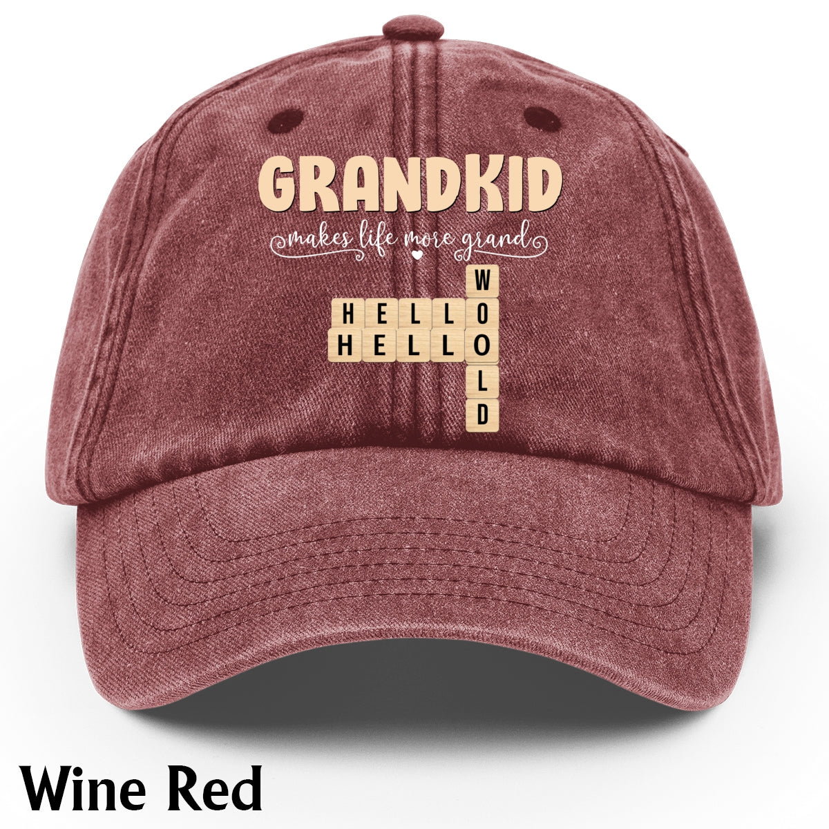 Grandpa Grandma Gifts Grandkids Make Life More Grand - Personalized Scrabble Washed Denim Cap
