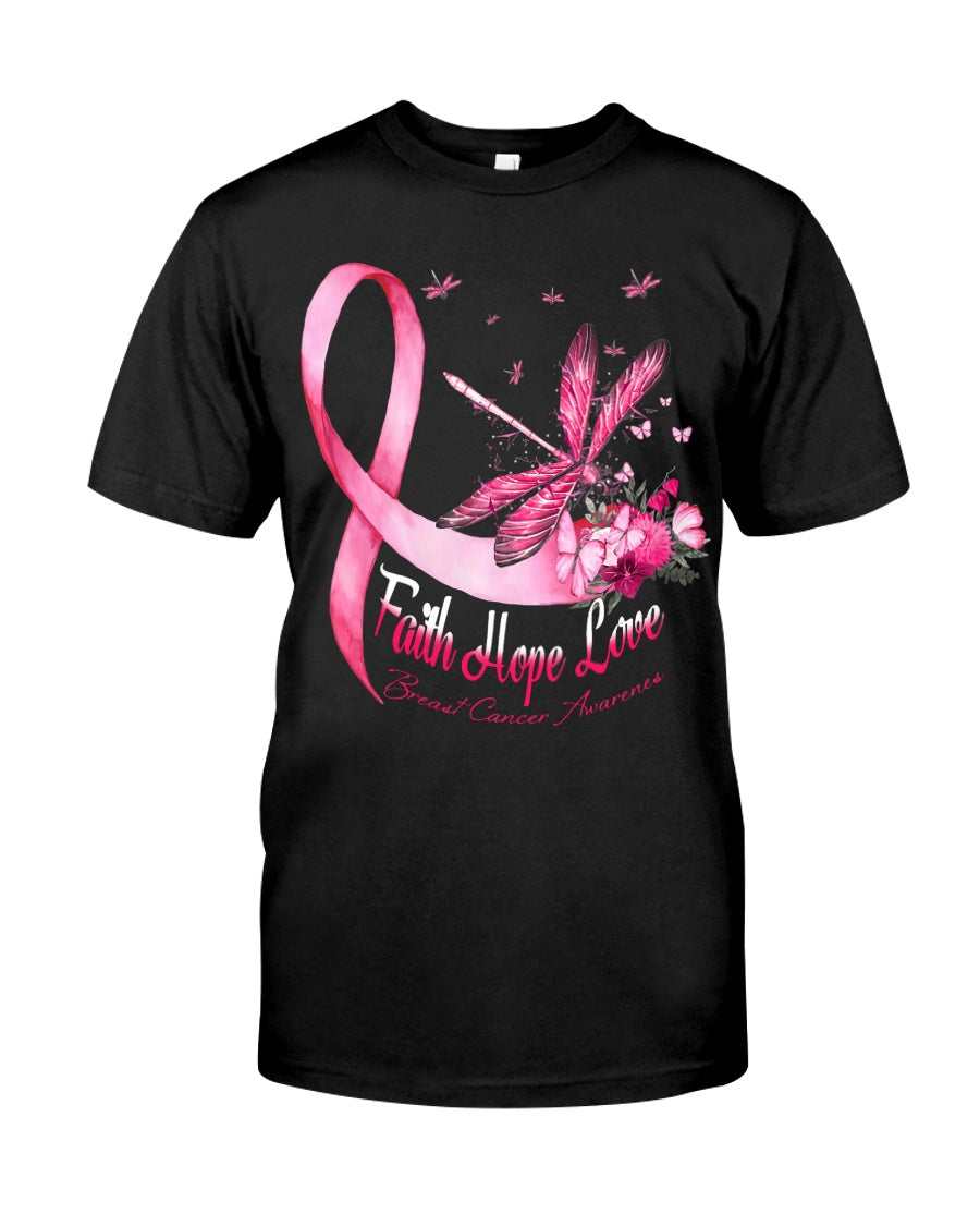 Dragonfly Faith Hope Love - Breast Cancer Awareness T-shirt and Hoodie 0822