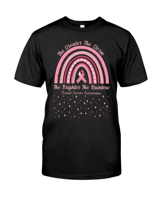 Je heftiger der Sturm, desto heller der Regenbogen – T-Shirt und Hoodie zur Sensibilisierung für Brustkrebs 0822