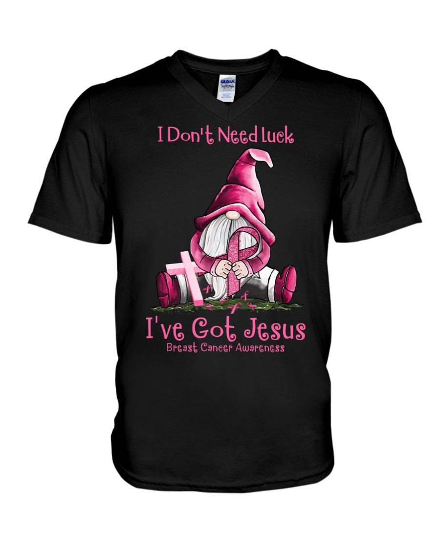 Ich brauche kein Glück, ich habe Jesus – T-Shirt und Hoodie zur Brustkrebsvorsorge 0822