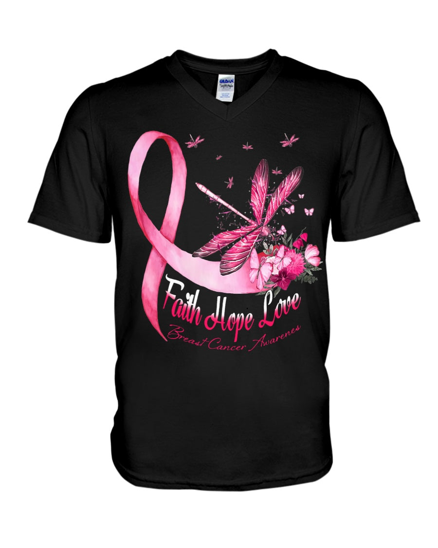 Dragonfly Faith Hope Love - Breast Cancer Awareness T-shirt and Hoodie 0822