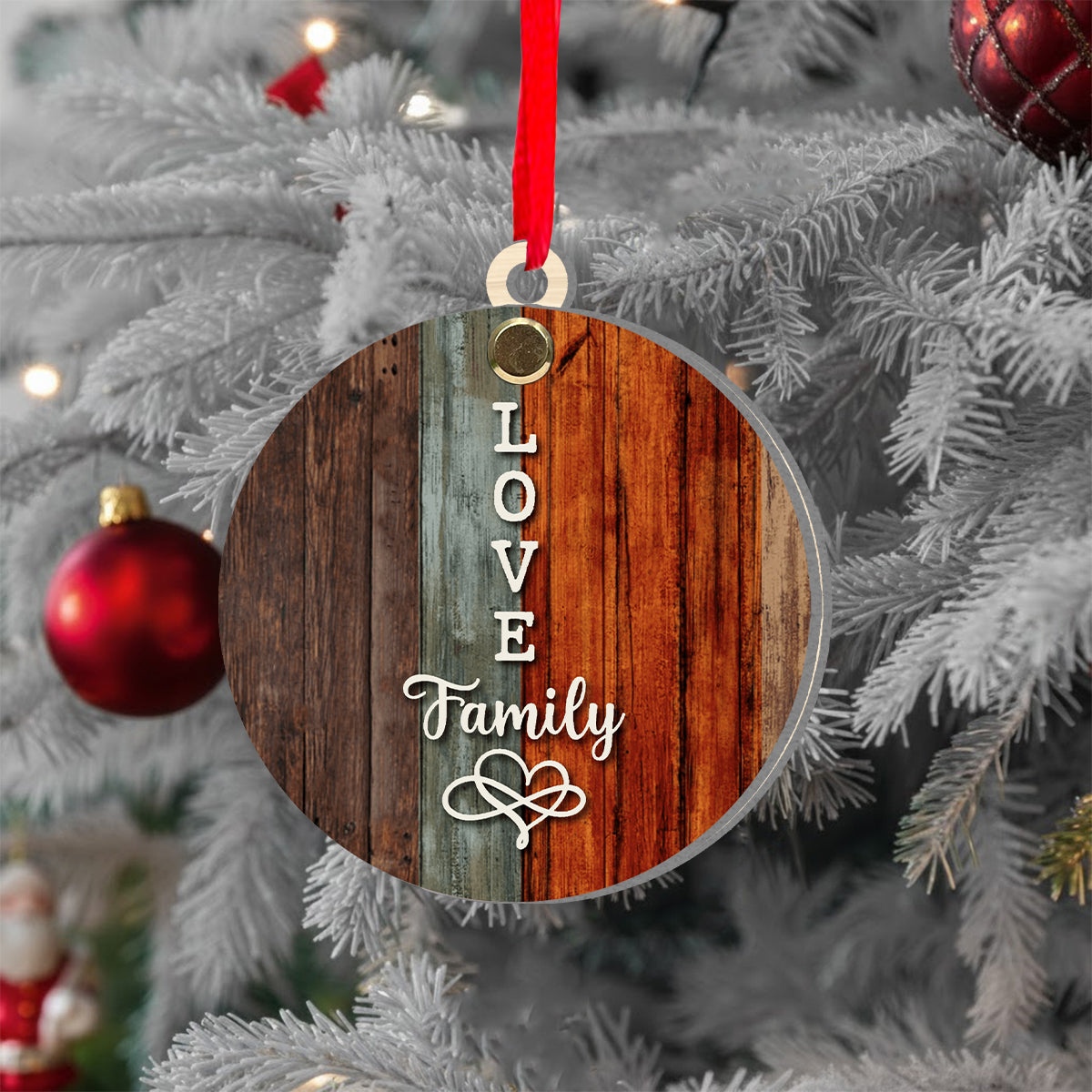 „Liebe Familie“-Kreuzworträtsel/Scrabble-Puzzle – Personalisierter Familien-Wende-Ornament