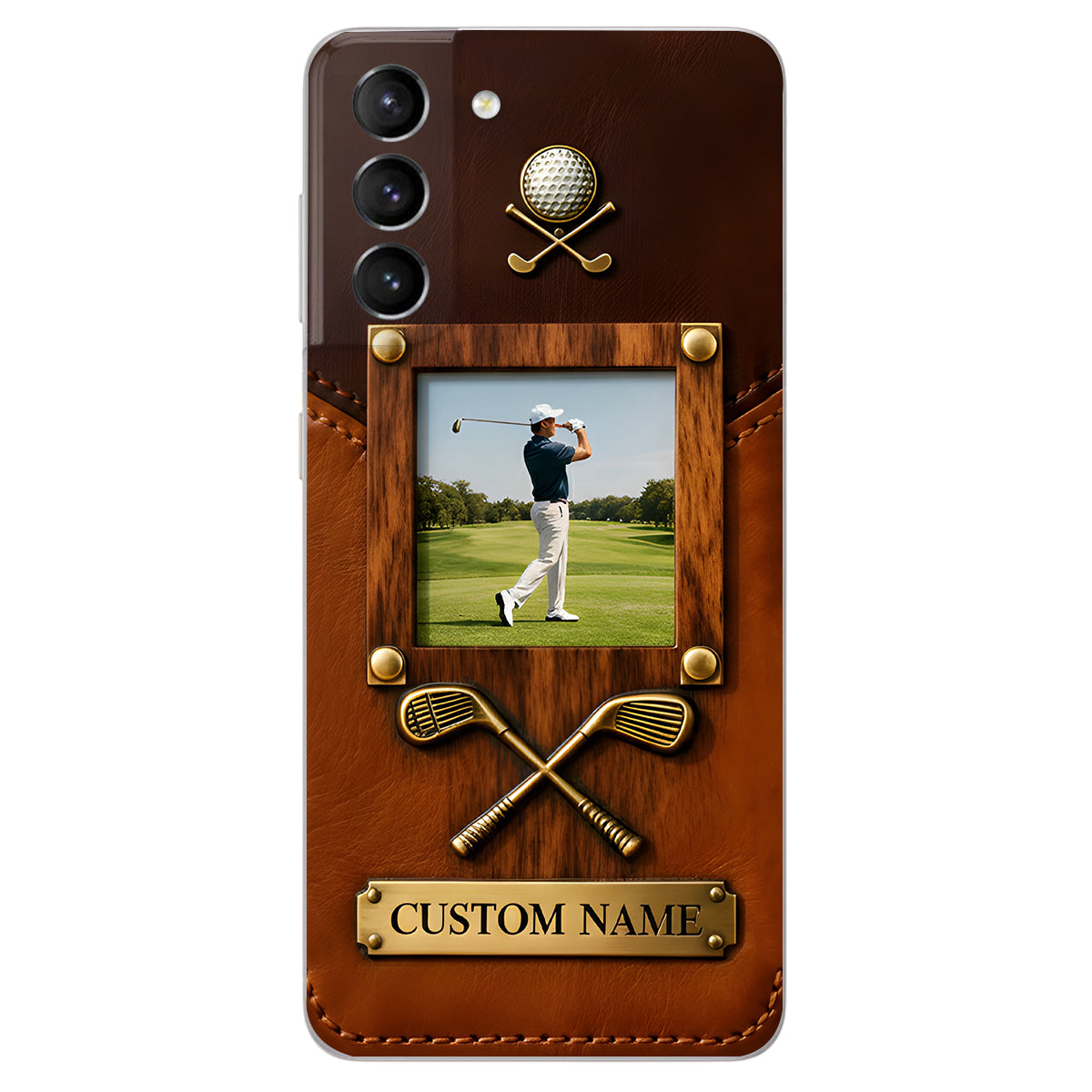 Erinnerungen auf dem Golfplatz – Personalisierte Golf-Handyhülle aus Leder