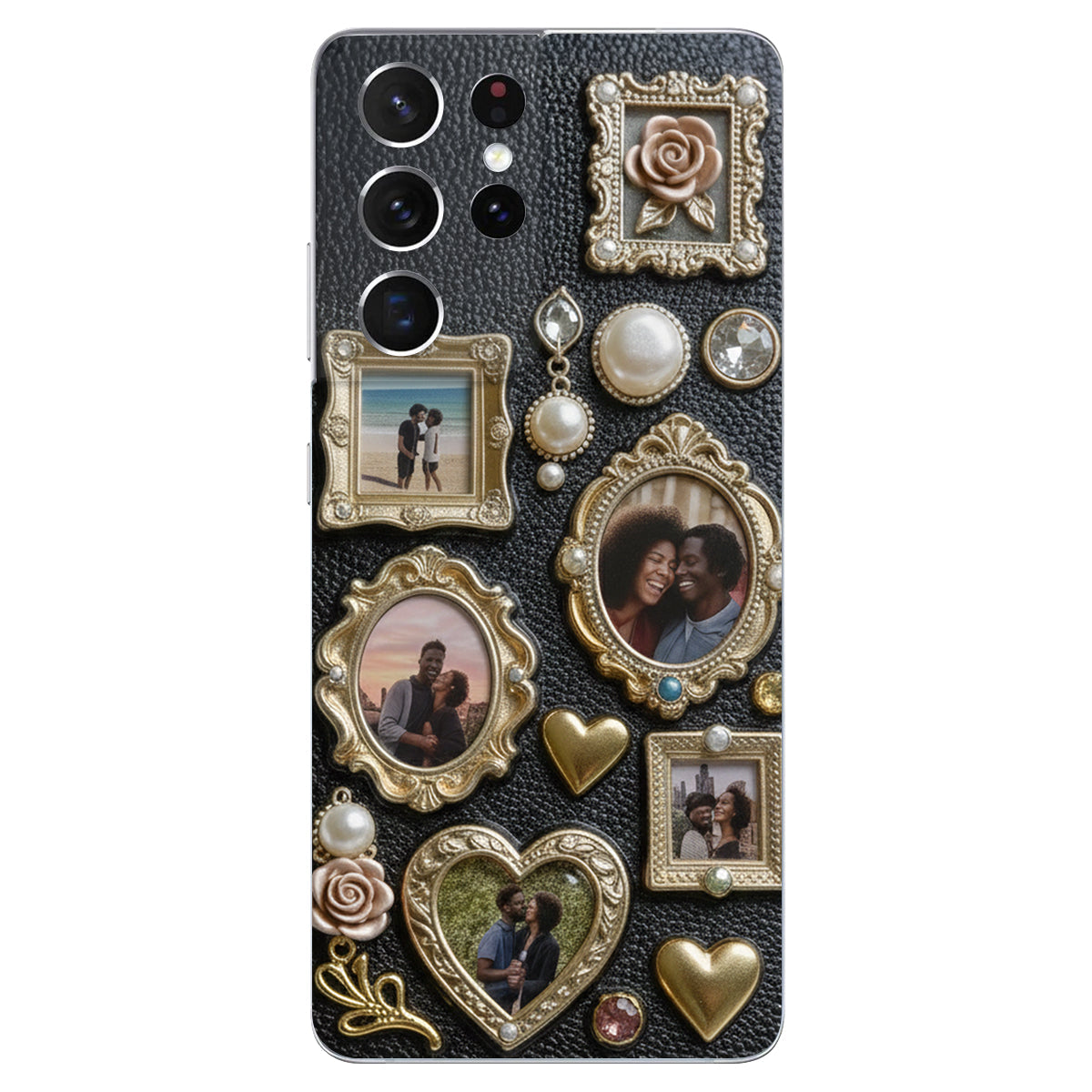 Couple Photo Frame Unique Gift - Personalized Couple Leather Phone Case