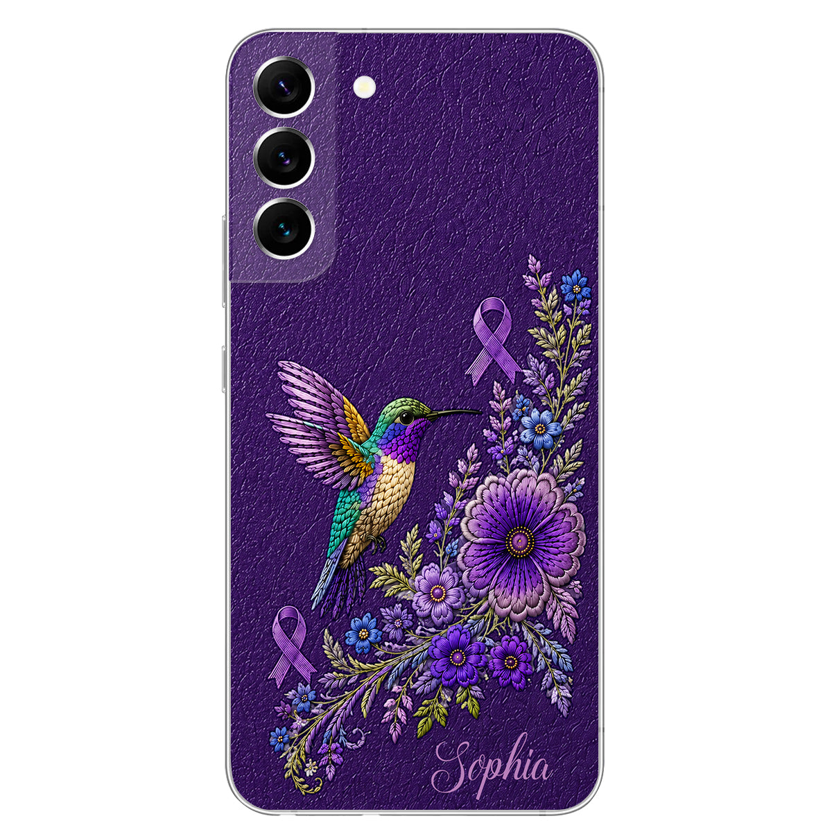 Purple Awareness – Personalized Alzheimer Awareness 3D Embossed Leather Phone Case