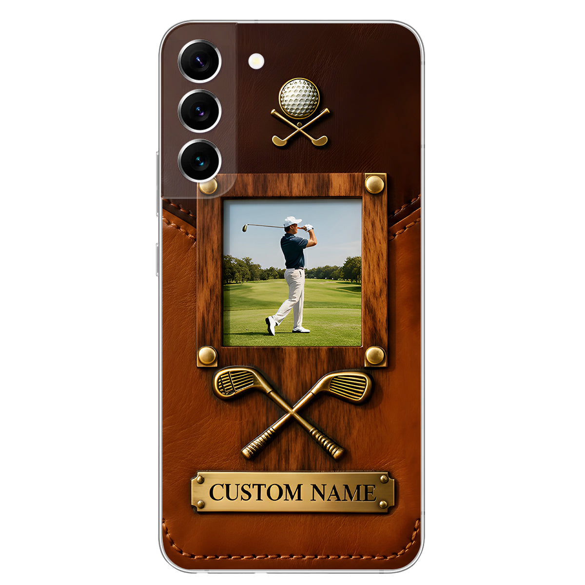 Erinnerungen auf dem Golfplatz – Personalisierte Golf-Handyhülle aus Leder