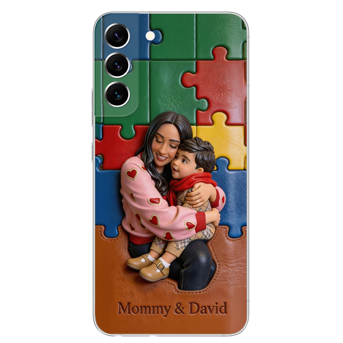 Autism Mom - Personalized Autism Awareness 3D Embossed Leather Phone Case