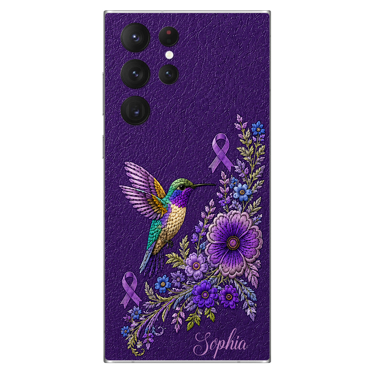 Purple Awareness – Personalized Alzheimer Awareness 3D Embossed Leather Phone Case