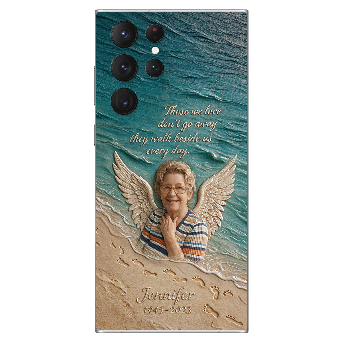 They Walk Beside Us - Personalized Memorial 3D Embossed Leather Phone Case