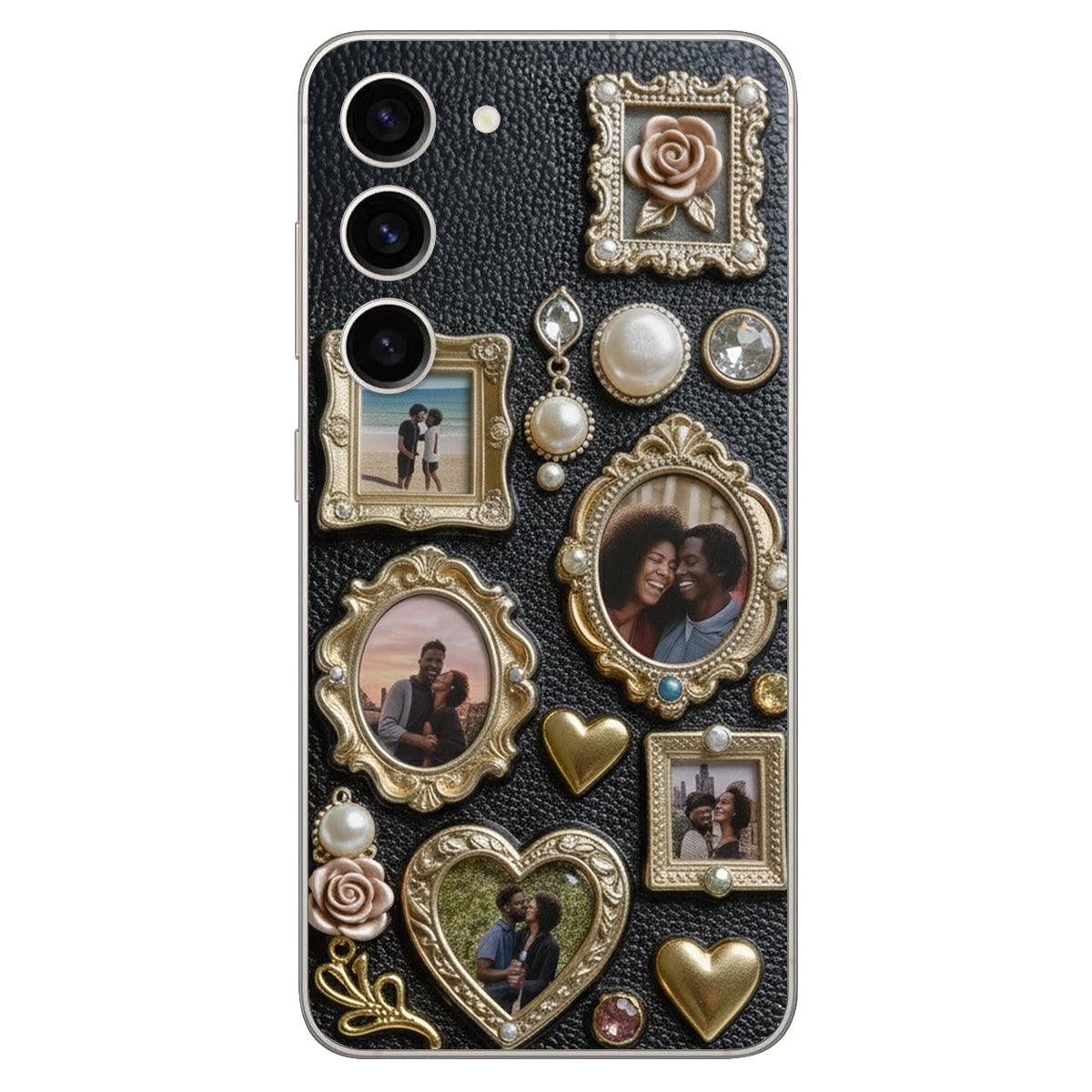 Couple Photo Frame Unique Gift - Personalized Couple Leather Phone Case