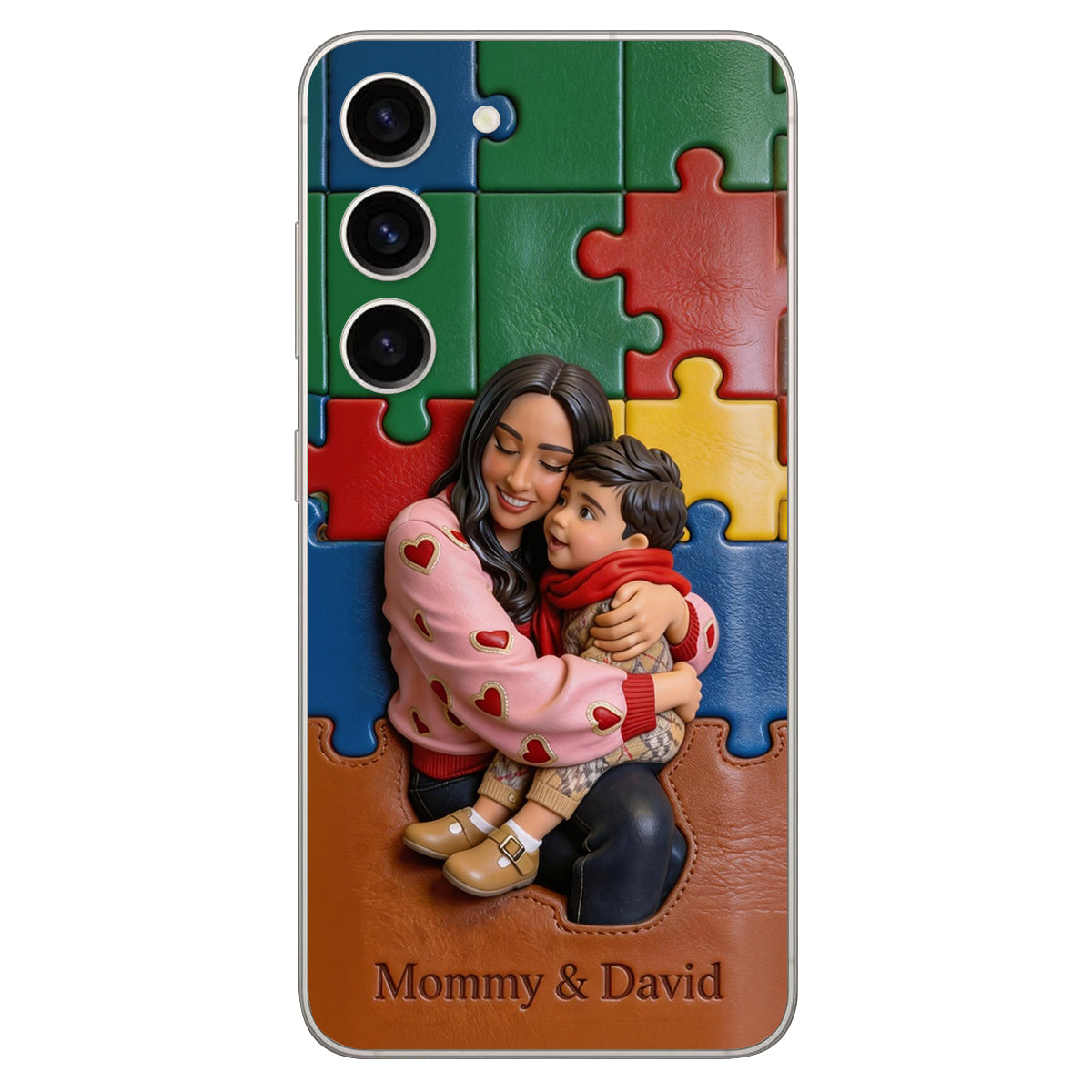 Autism Mom - Personalized Autism Awareness 3D Embossed Leather Phone Case