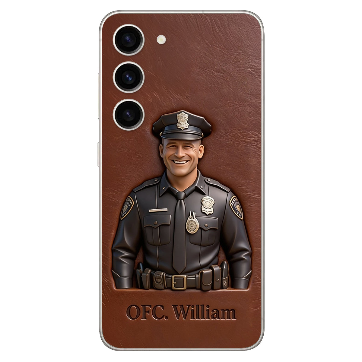 Police Gifts - Personalized Police Officer Leather Phone Case