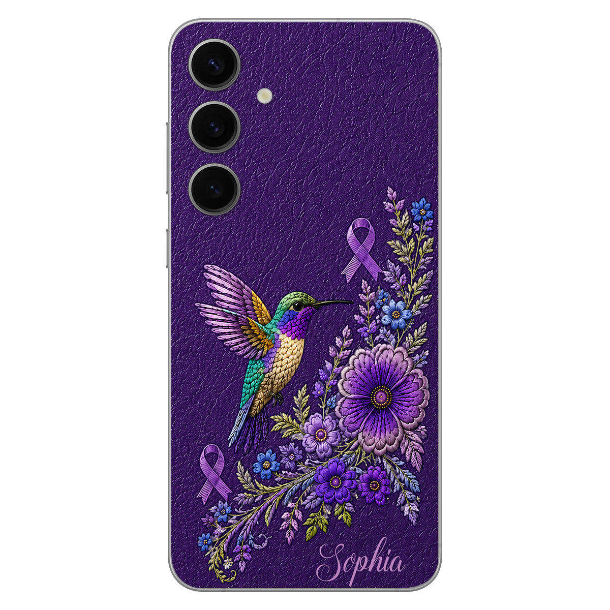Purple Awareness – Personalized Alzheimer Awareness 3D Embossed Leather Phone Case