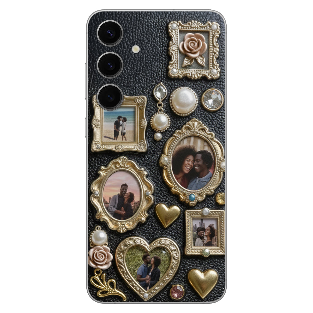 Couple Photo Frame Unique Gift - Personalized Couple Leather Phone Case