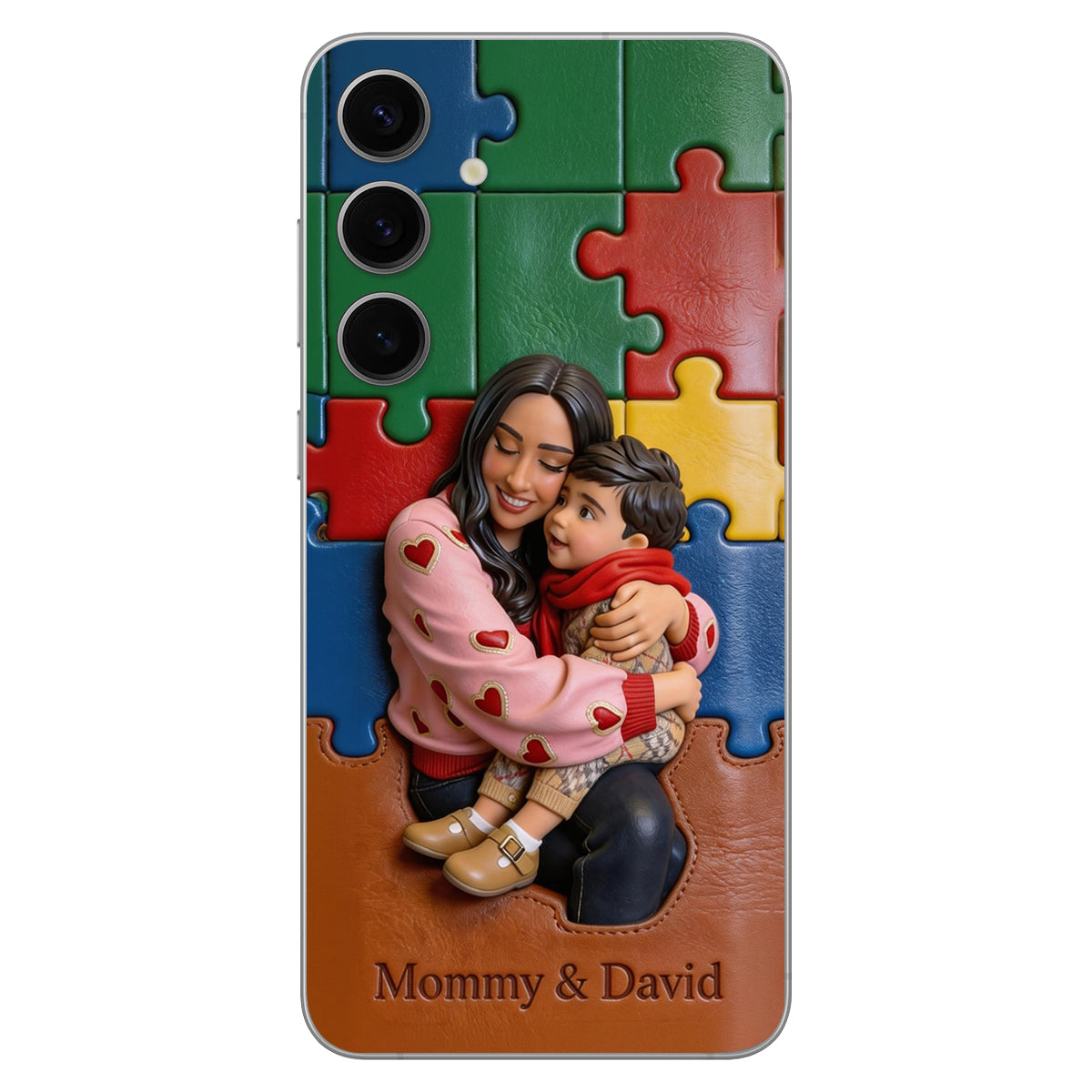 Autism Mom - Personalized Autism Awareness 3D Embossed Leather Phone Case
