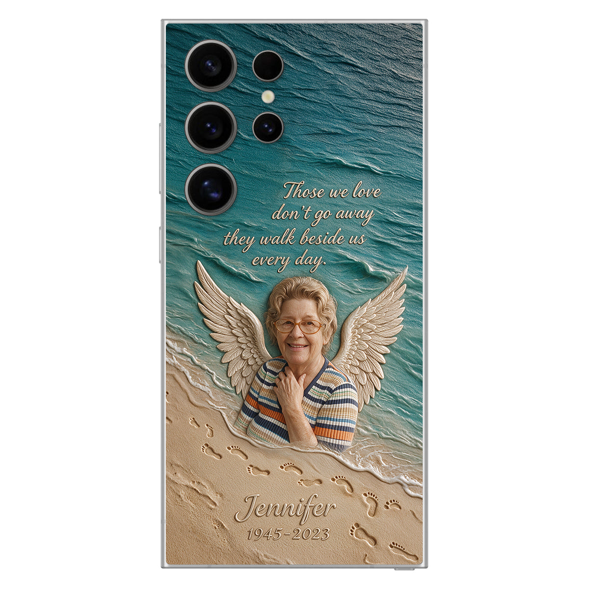 They Walk Beside Us - Personalized Memorial 3D Embossed Leather Phone Case