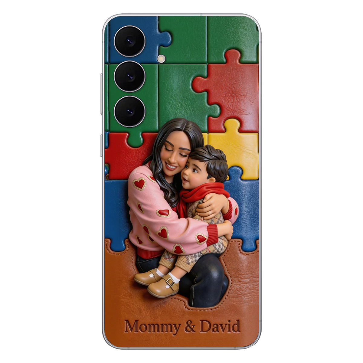 Autism Mom - Personalized Autism Awareness 3D Embossed Leather Phone Case