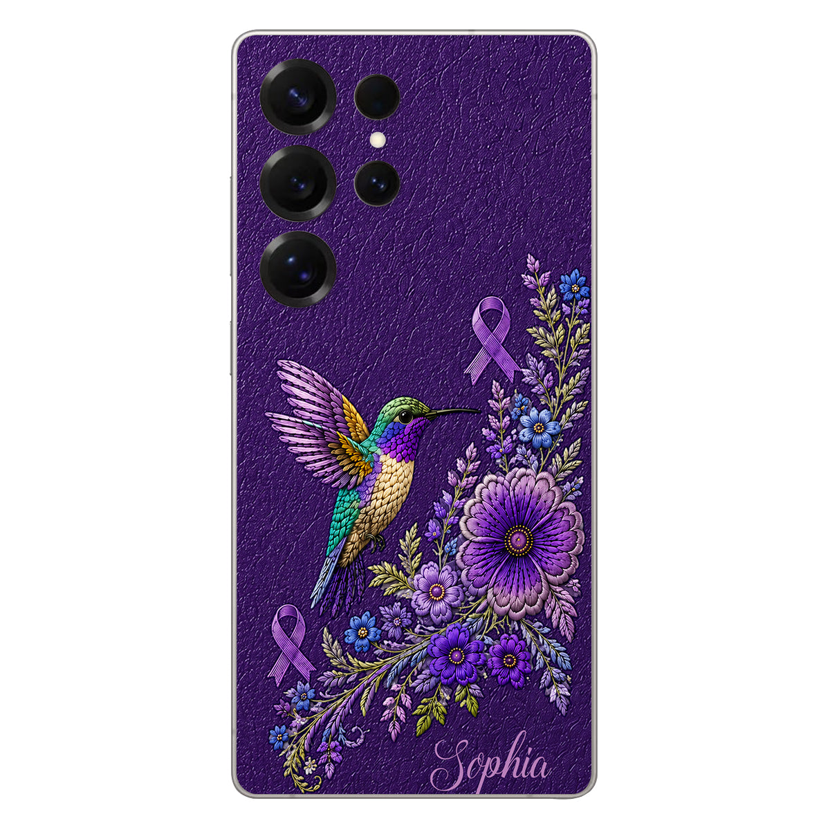 Purple Awareness – Personalized Alzheimer Awareness 3D Embossed Leather Phone Case