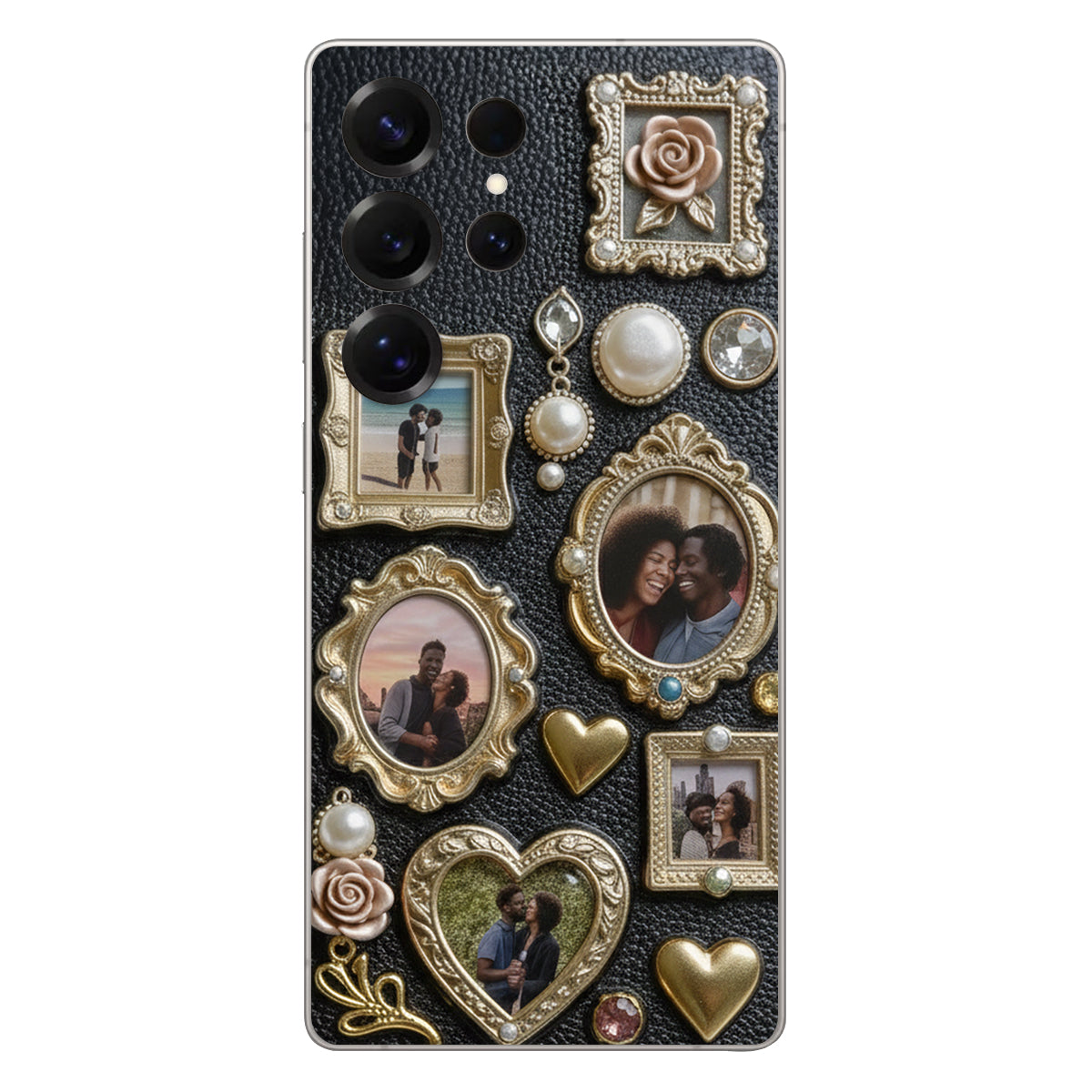 Couple Photo Frame Unique Gift - Personalized Couple Leather Phone Case