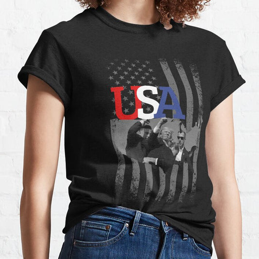 „Niemals aufgeben“-Shirt, „Kämpfe für Amerika“-T-Shirt, Retro-Rallye-Shirt & Hoodie