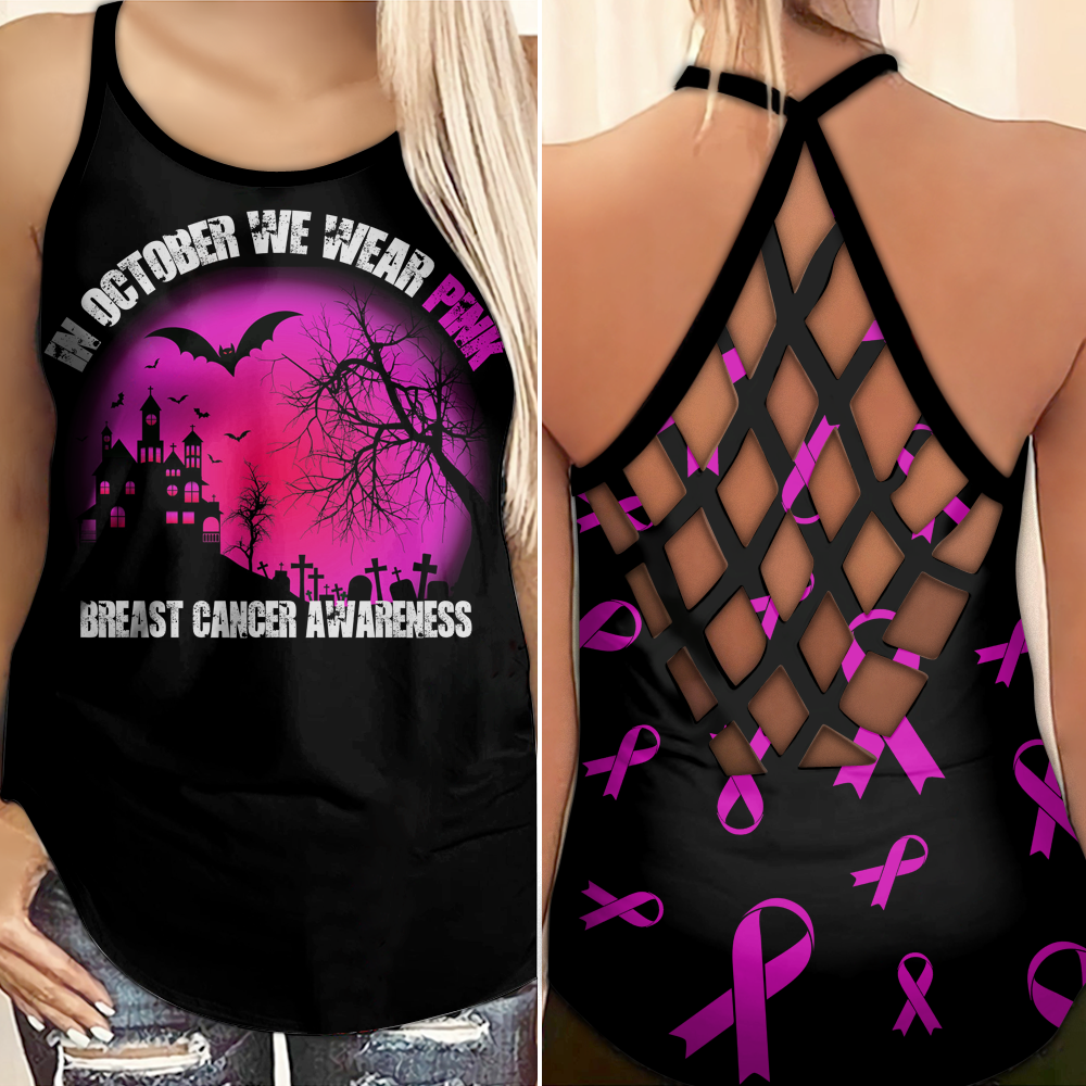 Im Oktober tragen wir Pink – Tanktop mit Kreuz zur Sensibilisierung für Brustkrebs 0722