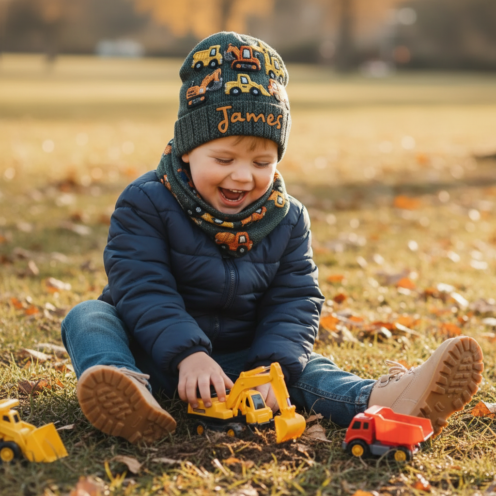 Construction Machines - Personalized Kid Beanie Hat