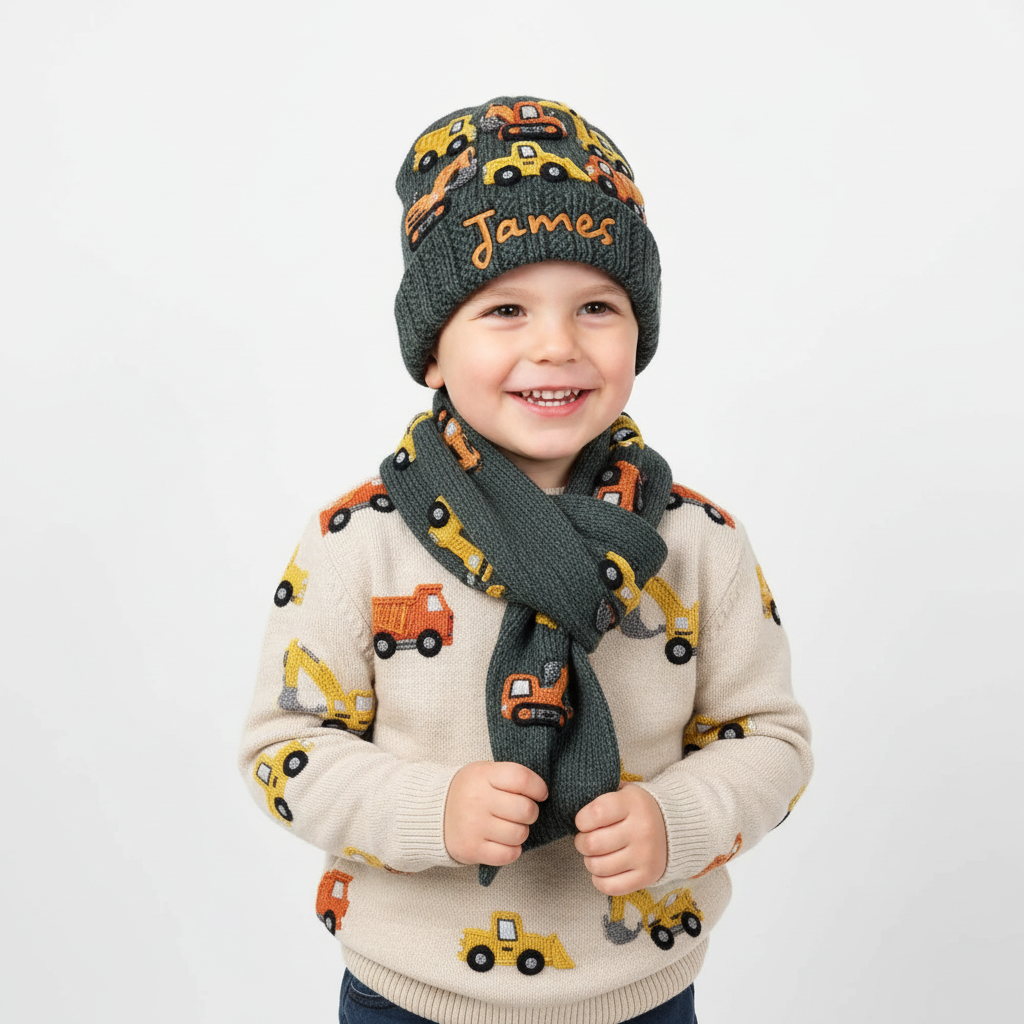 Construction Machines - Personalized Kid Beanie Hat