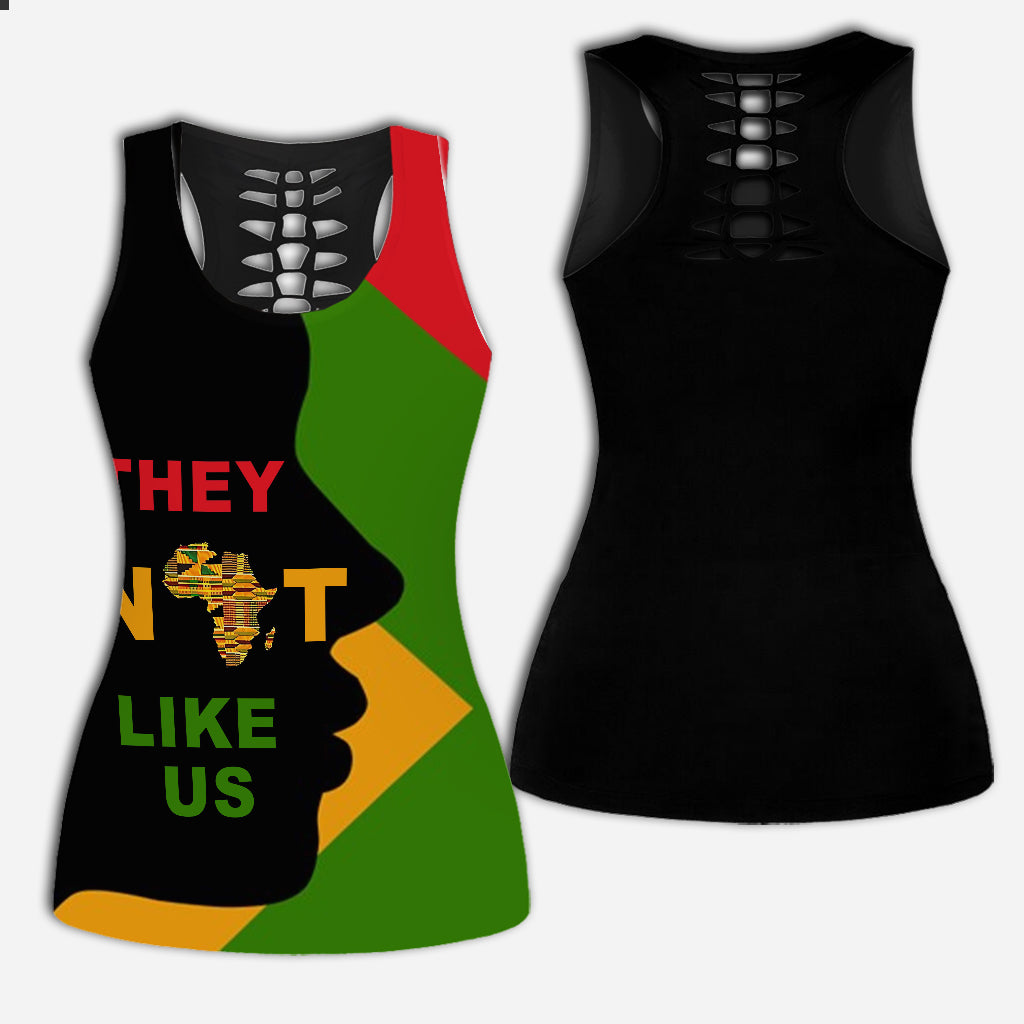 Sie mögen uns nicht – Personalisiertes Juneteenth-Tanktop und Leggings mit Hohlsaum