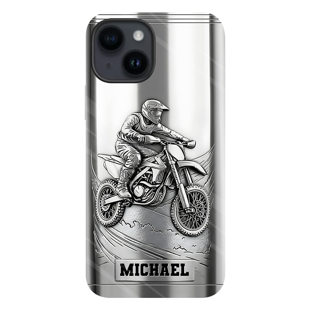 Handyhülle mit Metallic-Motiv (Dirtbike/Motocross) – Personalisierte Dirtbike-Handyhülle mit Vollbilddruck